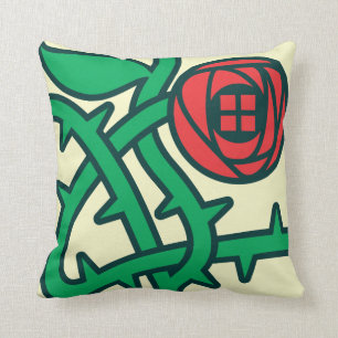 Charles Rennie Mackintosh Rose Pattern Throw Pillo Cushion