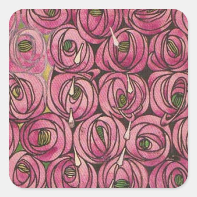 Charles Rennie Mackintosh - Roses Square Sticker (Front)