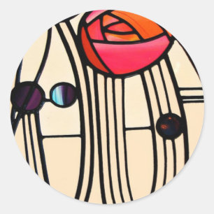 Charles Rennie Mackintosh Stained Glass Classic Round Sticker