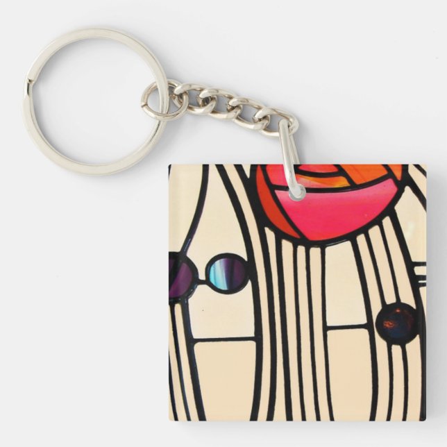 Charles Rennie Mackintosh Stained Glass Key Ring (Front)