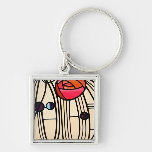Charles Rennie Mackintosh Stained Glass Key Ring (Front)