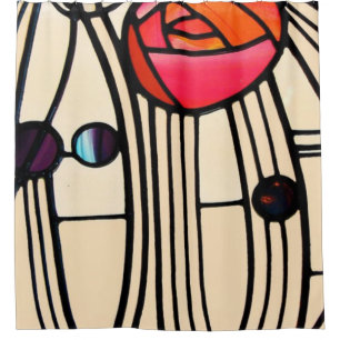 Charles Rennie Mackintosh Stained Glass Shower Curtain