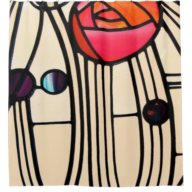 Charles Rennie Mackintosh Stained Glass Shower Curtain (Front)