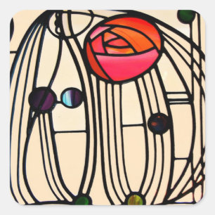 Charles Rennie Mackintosh Stained Glass Square Sticker
