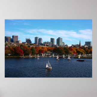 charles river boston ma clouds sunny day 2 poster