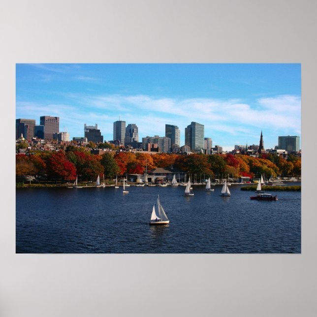 charles river boston ma clouds sunny day 2 poster (Front)
