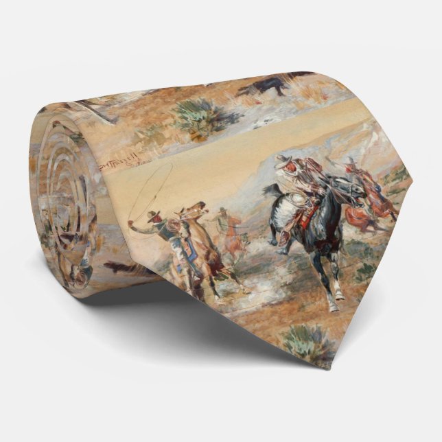 Charles Russell The Getaway Vintage Western  Tie (Rolled)