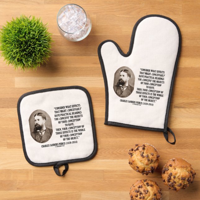Charles Sanders Peirce Effects Objects Conception Oven Mitt & Pot Holder Set (Top Down)