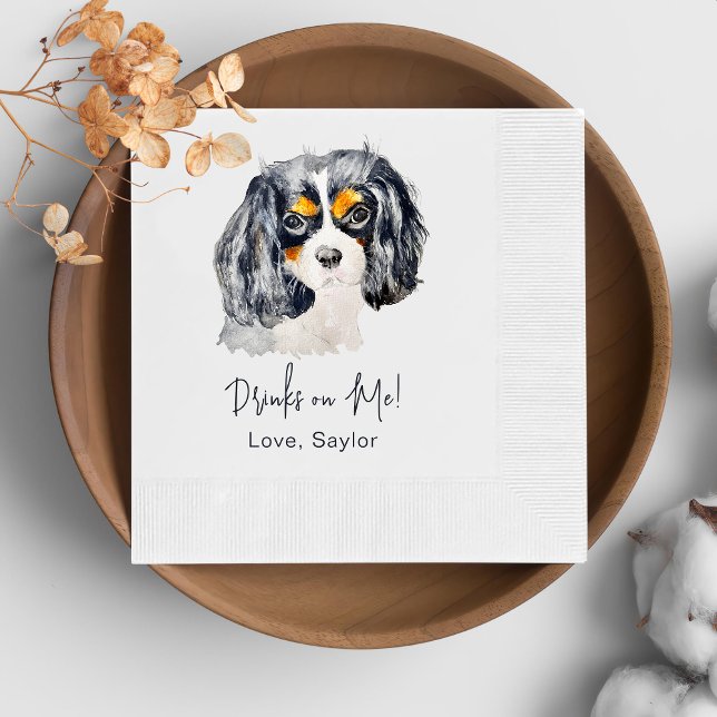 Charles Spaniel Dog Drink On Me Personalised Napkin (Creator Uploaded)