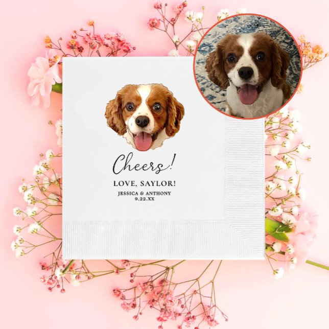 Charles Spaniel Dog Personalised Cheers Napkin (Creator Uploaded)
