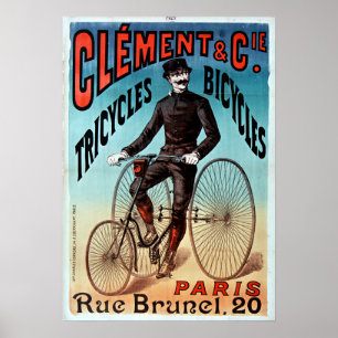 Charles Verneau Clement and Co. Tricycles Bicycles Poster