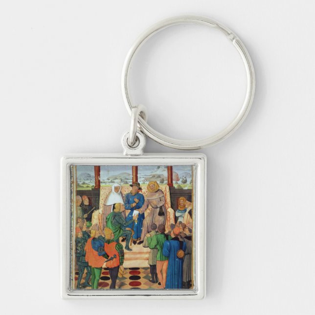 Charles VII  giving a document to Joan of Arc Key Ring (Front)