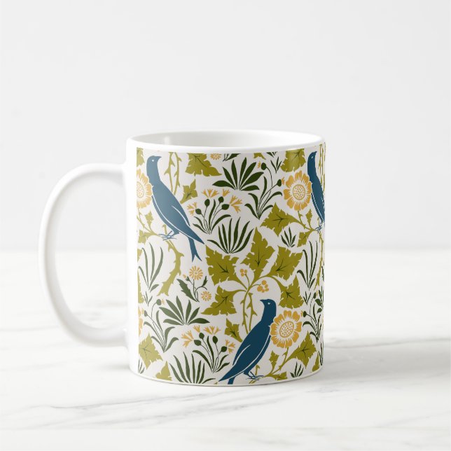 Charles Voysey Amongst the Leaves with Bluebirds Coffee Mug (Left)