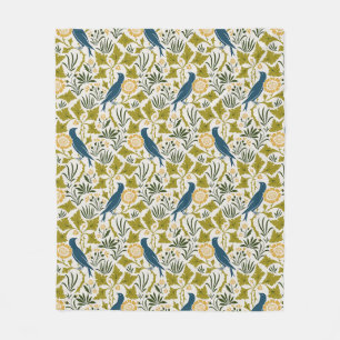 Charles Voysey Amongst the Leaves with Bluebirds Fleece Blanket