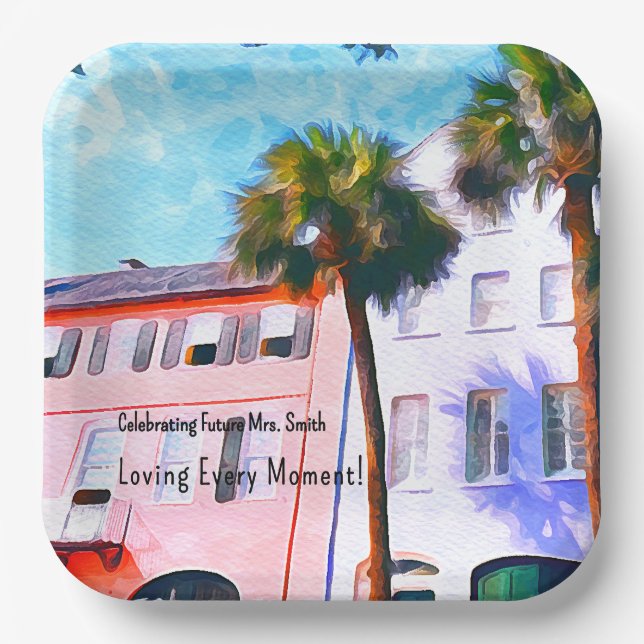 Charleston Bachelorette Party Plate (Front)