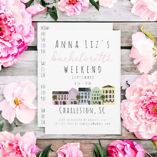 Charleston Bachelorette Party Weekend Itinerary Invitation