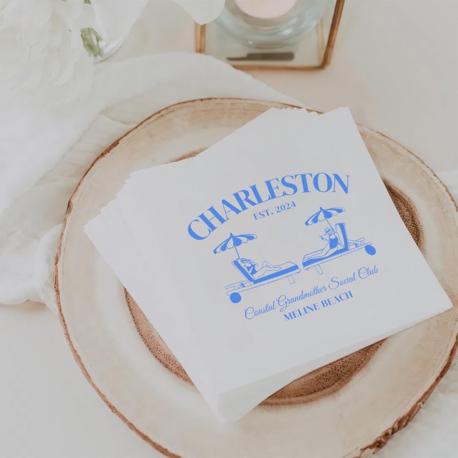 Charleston Beach Blue Bachelorette Party  Napkin (Creator Uploaded)