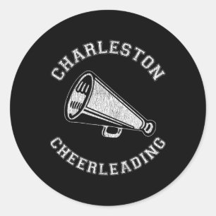 Charleston Cheer Distressed Retro 90's Cheerleader Classic Round Sticker