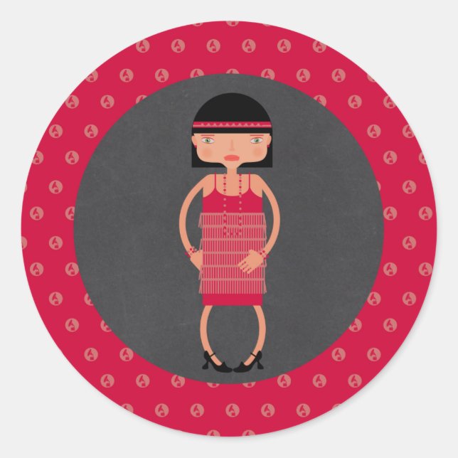 Charleston Chic girl Birthday Party Classic Round Sticker (Front)