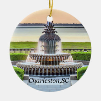 Charleston Christmas Ornament, Pineapple Fountain, Ceramic Tree Decoration