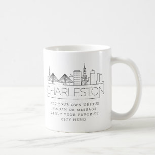 Charleston City Stylised Skyline   Custom Slogan Coffee Mug