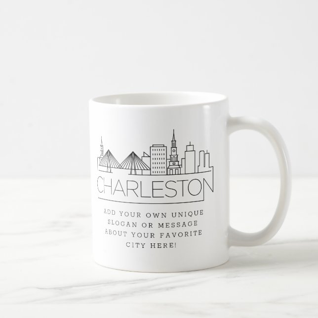 Charleston City Stylised Skyline | Custom Slogan Coffee Mug (Right)