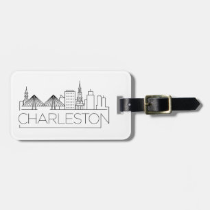 Charleston City Stylised Skyline Luggage Tag