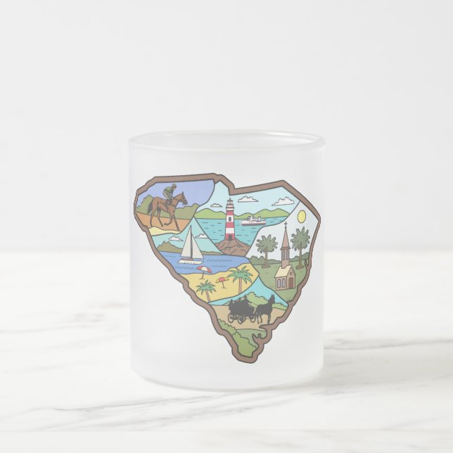 Charleston Columbia South Carolina Myrtle Beach Frosted Glass Coffee Mug (Center)