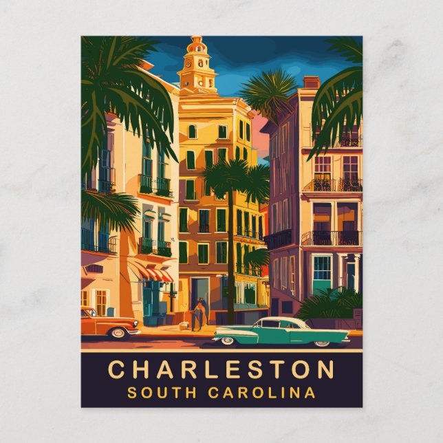 Charleston Downtown, SC, Vintage Travel Postcard (Front)