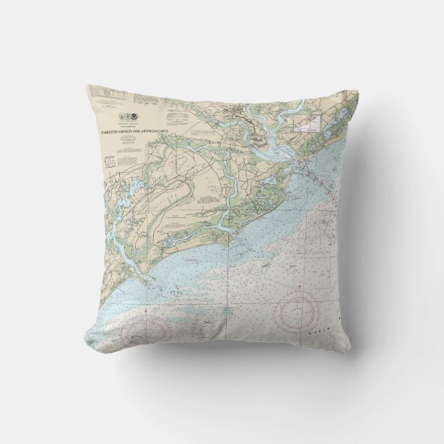 Charleston Harbour and Approaches Nautical Chart Cushion (Front)