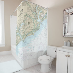 Charleston Harbour and Approaches Nautical Chart Shower Curtain