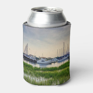 Charleston Harbour Boats Sunset Can Cooler