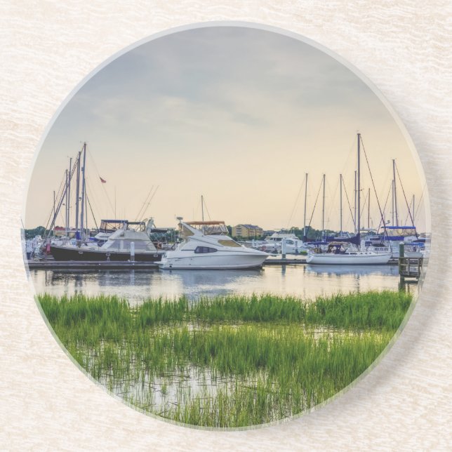 Charleston Harbour Boats Sunset Coaster (Front)