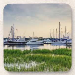 Charleston Harbour Boats Sunset Coaster