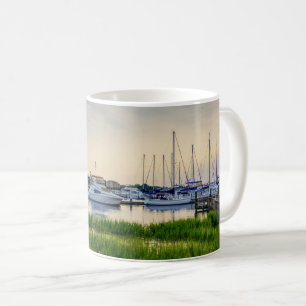 Charleston Harbour Boats Sunset Coffee Mug