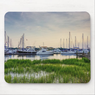 Charleston Harbour Boats Sunset Mouse Mat