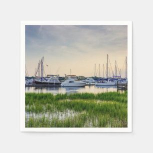 Charleston Harbour Boats Sunset Napkin