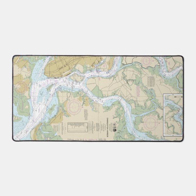 Charleston Harbour Nautical Chart 11524 Desk Mat (Front)