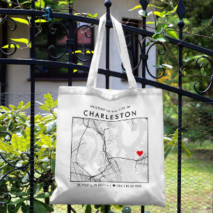 Charleston Love Locator   City Map Wedding Welcome Tote Bag