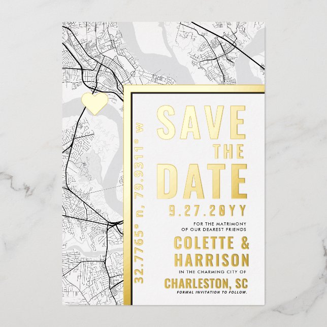 Charleston Love Locator | Wedding Save the Date (Front)