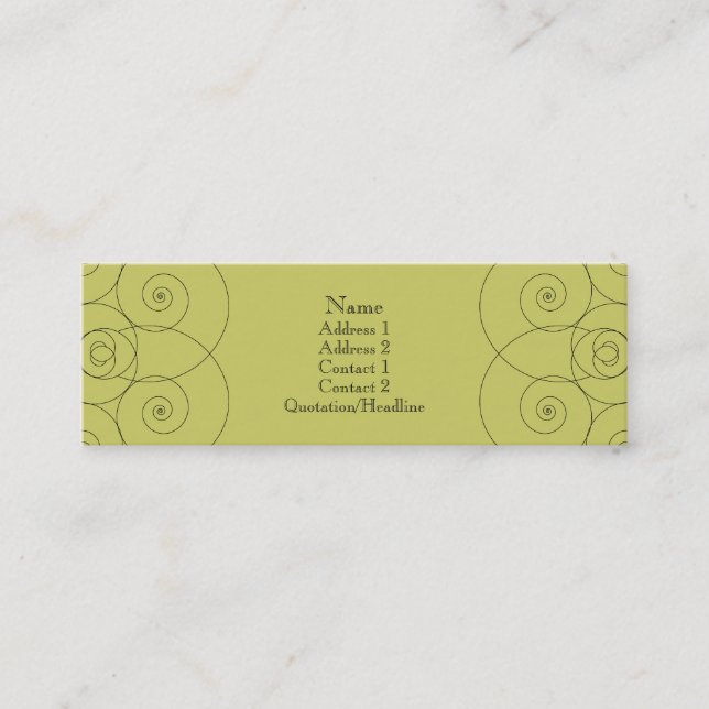 Charleston - Muted Yellow Green Mini Business Card (Front)