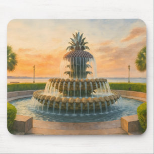 Charleston Pineapple Fountain Watercolor Mouse Mat