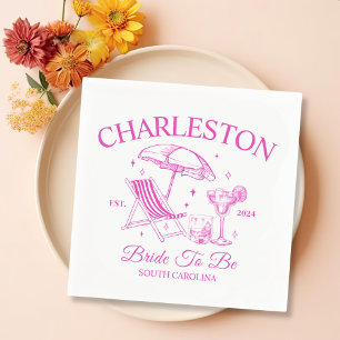 Charleston Pink Bachelorette Bride To Be Party Napkin