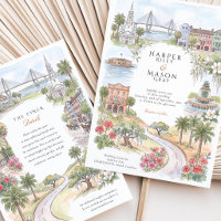 Charleston Rainbow Row Pineapple Fountain Wedding