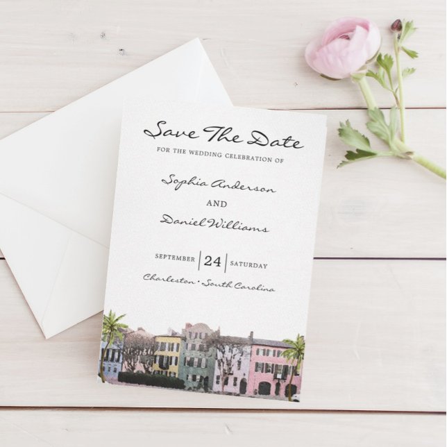 Charleston Rainbow Row SC Save The Date Wedding Invitation (Creator Uploaded)