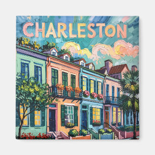 Charleston Rainbow Row Travel Van Gogh Style Magnet