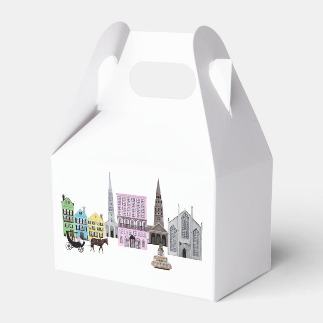 Charleston SC  City Rainbow Row Favour Box (Front Side)
