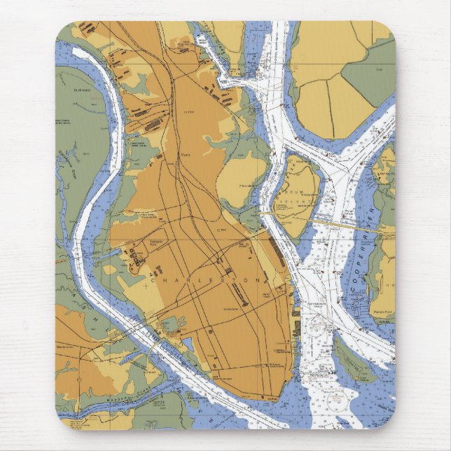 Charleston SC Nautical Harbour Chart mousepad (Front)
