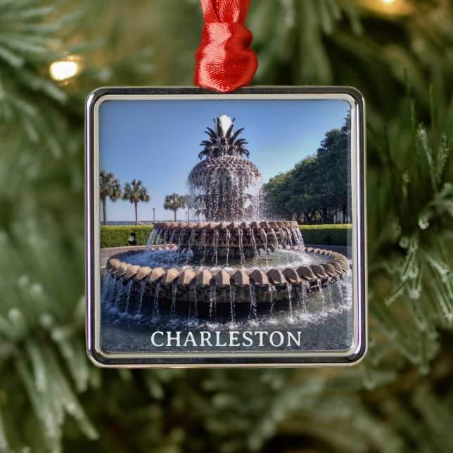 Charleston SC Pineapple Fountain Christmas  Metal Tree Decoration (Tree)