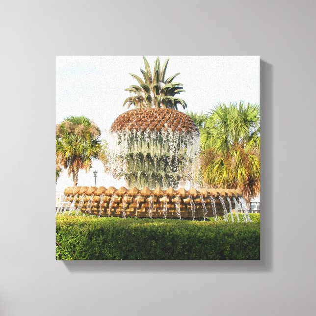 Charleston SC Pineapple Fountain, Waterfront Park Canvas Print (Front)